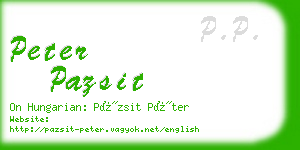 peter pazsit business card